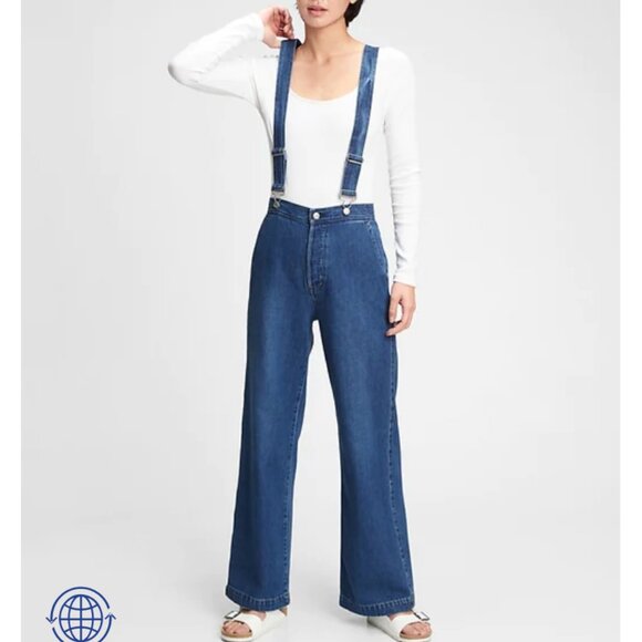 Wide-leg suspender jeans - Picture 1 of 13